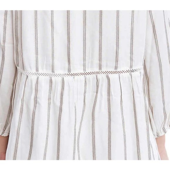 3/4 Sleeve Blouse Peasant Shirt with Crocheted Accents - Picture 3 of 3